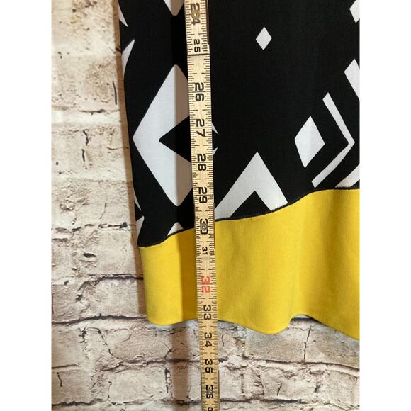 Eva Varro Dress Womens Small Black‎ & Yellow Colorblock Diamond Print Stretch - Picture 7 of 11